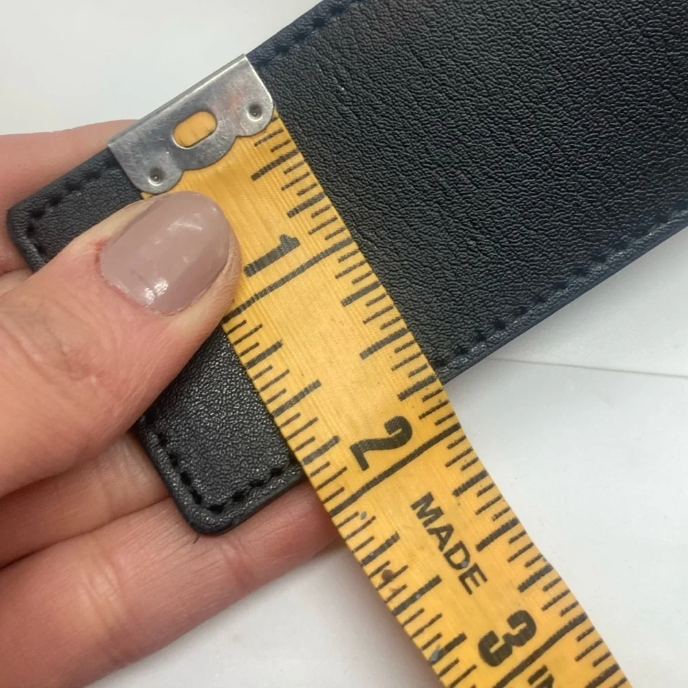 Versace Jeans Couture Gold Tone Metal & Black Leather Wide Belt | Sz 85 / 33.46” - Picture 10 of 16